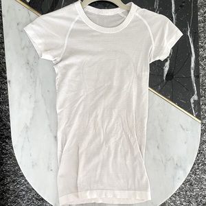 White Lululemon Swiftly Tech Short Sleeve Athletic Top